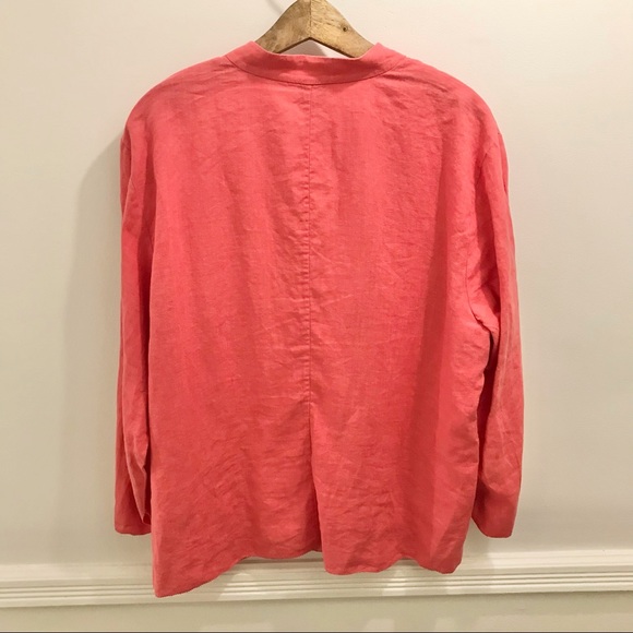 Eileen Fisher Linen Button Down Shirt 1X pink - Picture 2 of 10